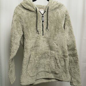Victoria's Secret PINK half-zip sherpa pullover hoodie in sage green